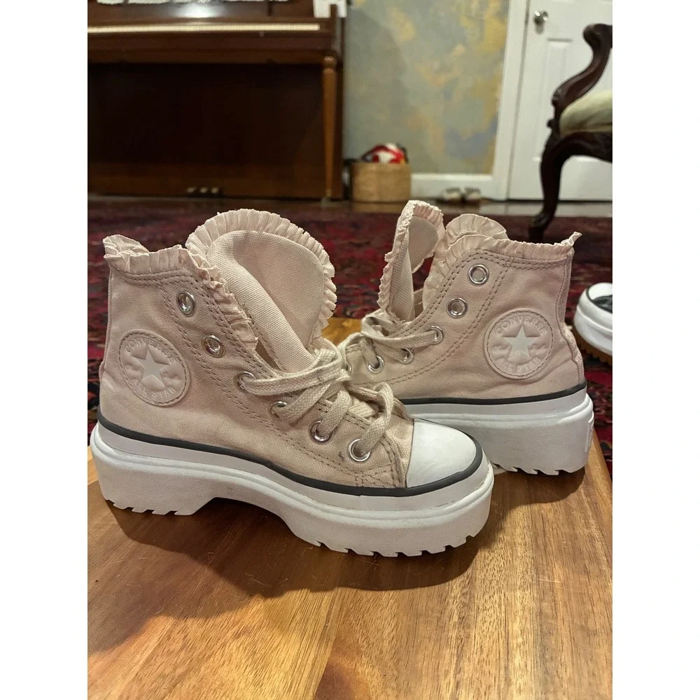 Converse Shoes Girls 11 Pink Lugged 2.0 High Top Ruffle Zip Sneakers A09280C